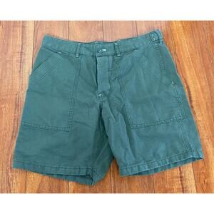 Men J. Crew Camp 8" canvas button fly linen blend shorts AY197, 32